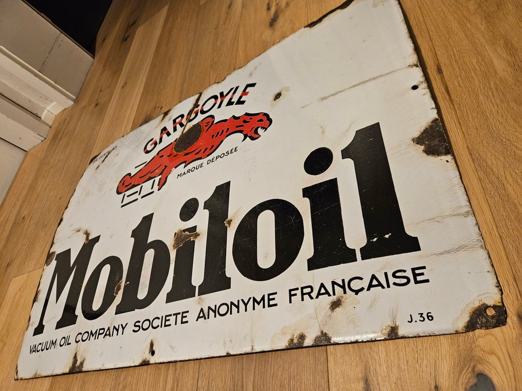 !!! 2件稀有品 XL！！原装2件，MOBILOIL邮箱牌，石油纪念品经典！！！ - 珐琅标志 - 搪瓷 #2.1