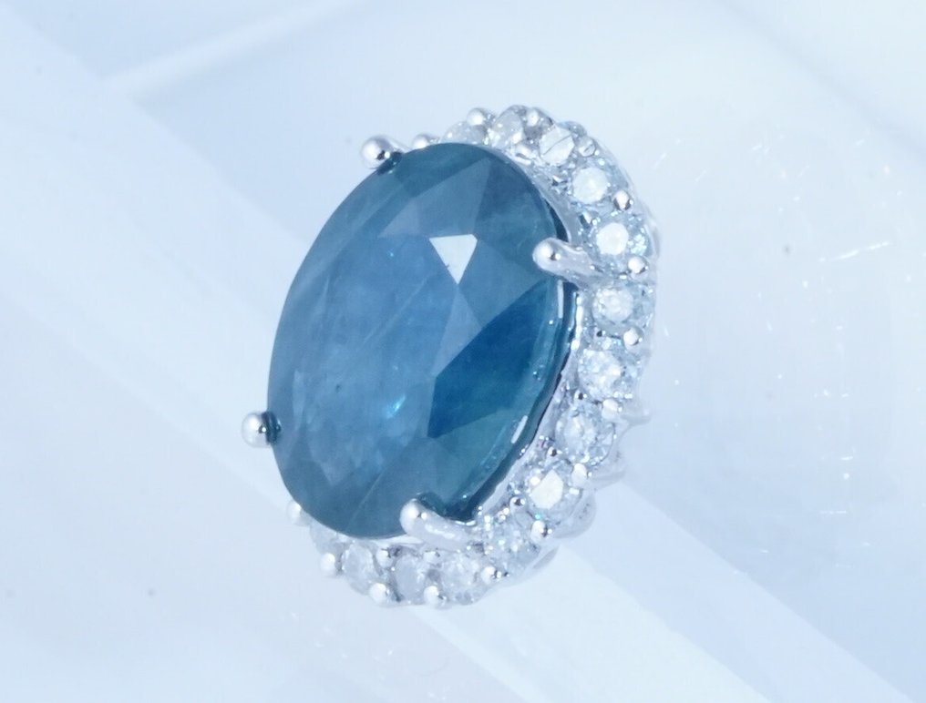 没有保留价 - 吊坠 白金 -  1.82ct. tw. 蓝宝石 - 钻石 #1.0
