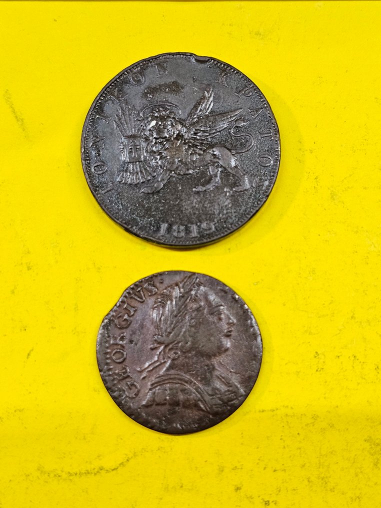 Britannia, 英国. 1 Penny 1775 + 1819 incl. Token  (没有保留价) #1.0