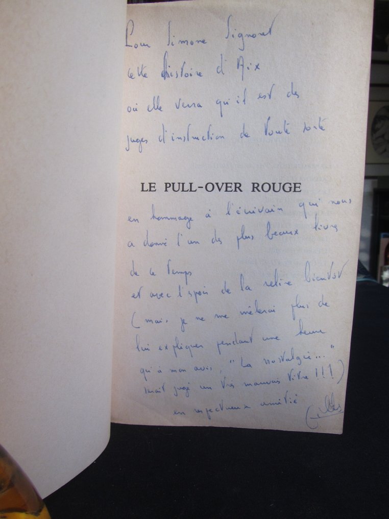Signé ; Gilles Perrault - Le pull-over rouge [long envoi autographe signé à Simone Signoret] - 1980 #1.0