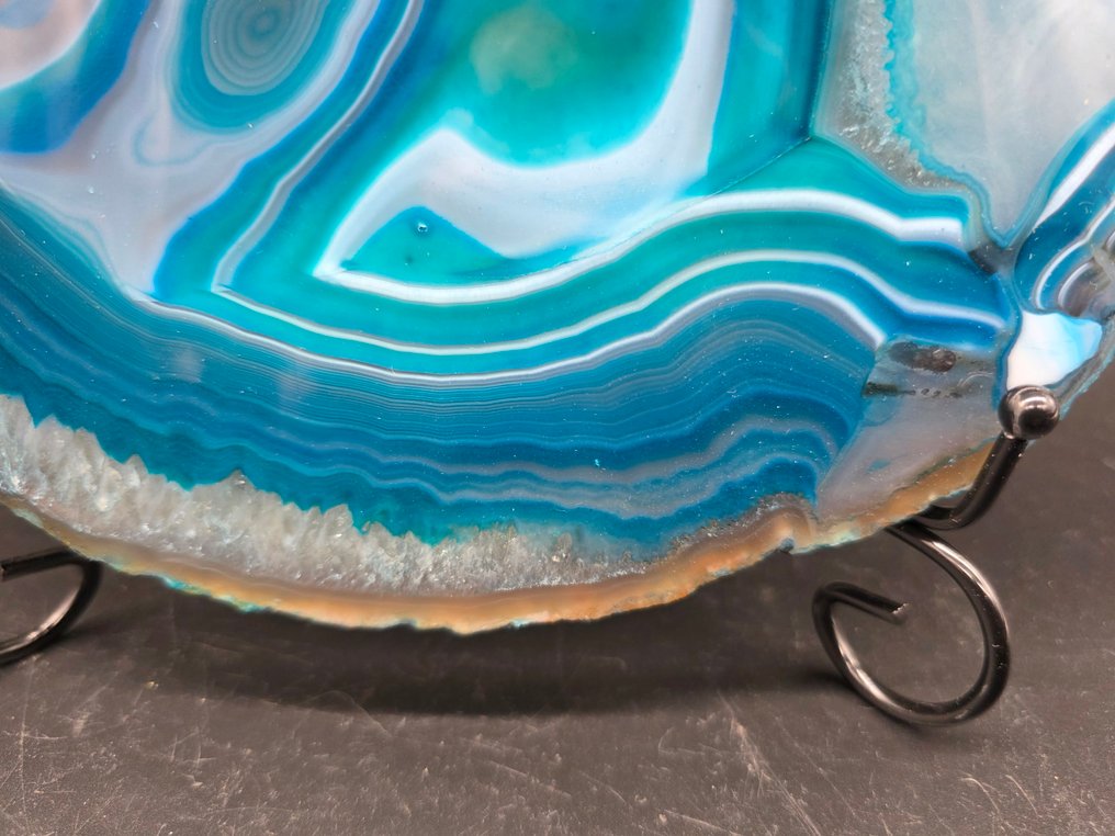 XL Crystal Agate Slab + Stand - Height: 21.5 cm - Width: 23 cm- 2154 g #3.2