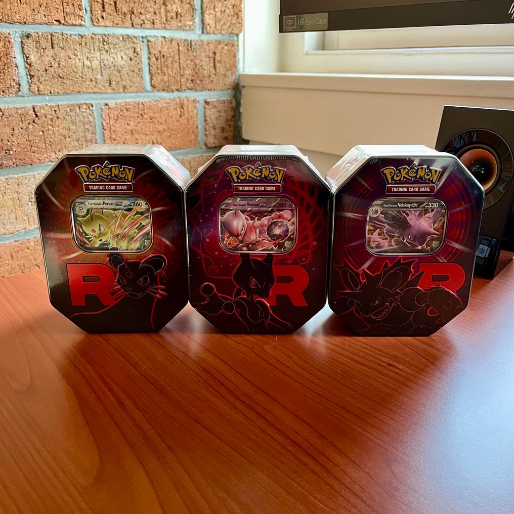 3 Sealed box - TEAM ROCKET'S TIN ARTSET PERSIAN, MEWTWO AND NIDOKING #1.0