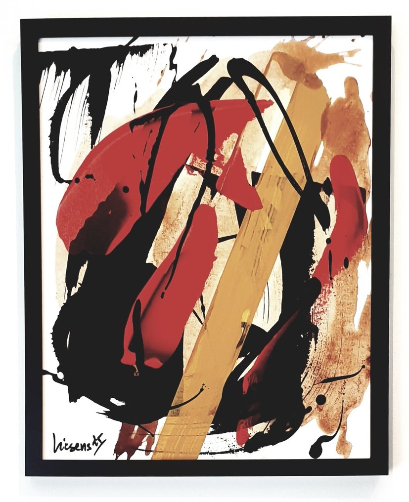 Liesens - Firestorm (handpainted on canvas) met lijst #4.3