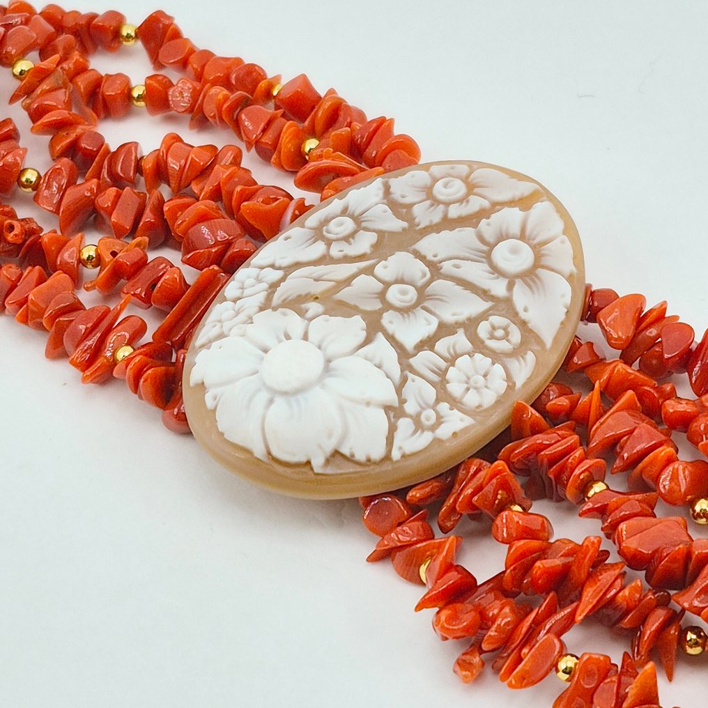 血珊瑚 - 银, Gold-plated - 手镯 - CORALLO MEDITERRANEO #4.3