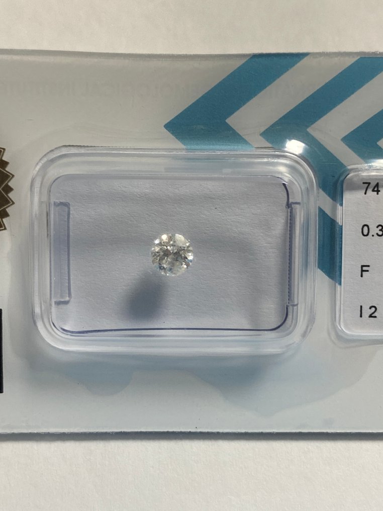 沒有保留價 - 1 pcs 鑽石  (天然)  - 0.32 ct - 圓形 - F(近乎無色) - I2 - 國際寶石學院（International Gemological Institute (IGI)） #1.0