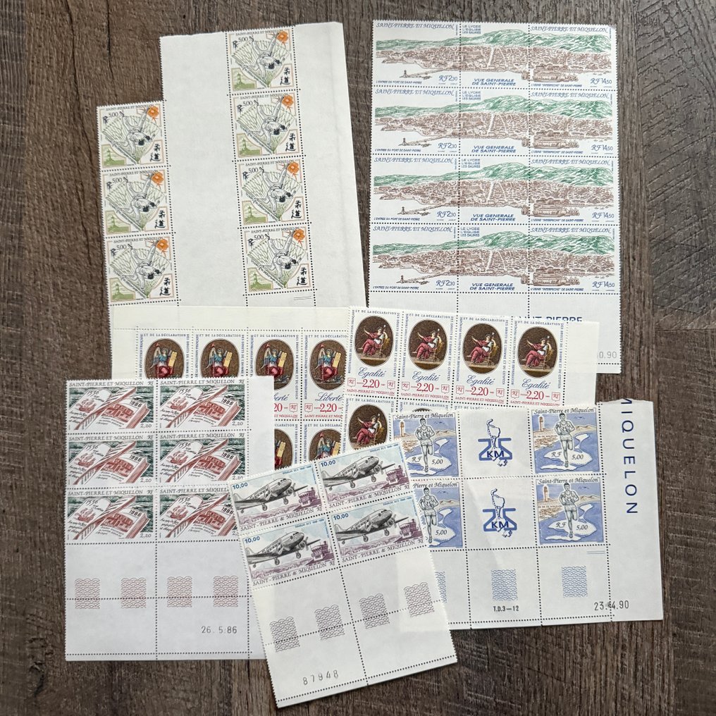 Franța  - Colecție de foi, fragmente, monede datate 'Saint Pierre et Miquelon', inclusiv Marianne în noi. #4.3