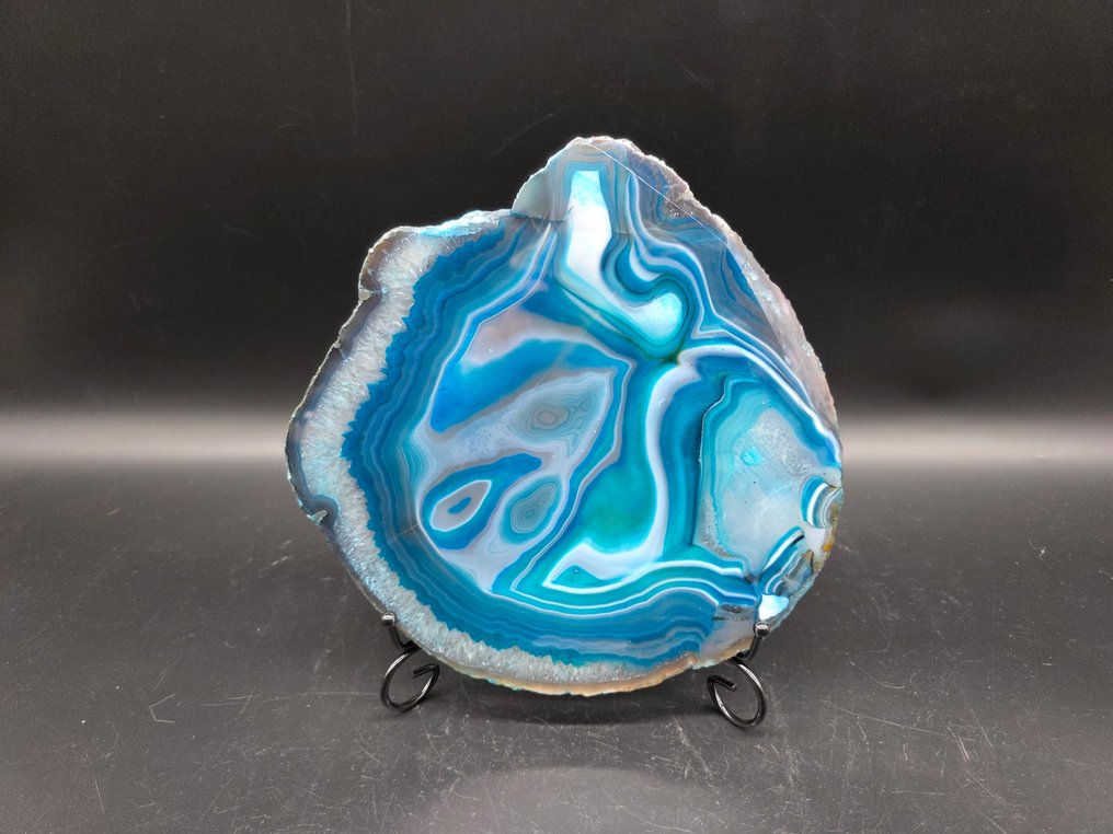 XL Crystal Agate Slab + Stand - Height: 21.5 cm - Width: 23 cm- 2154 g #1.0