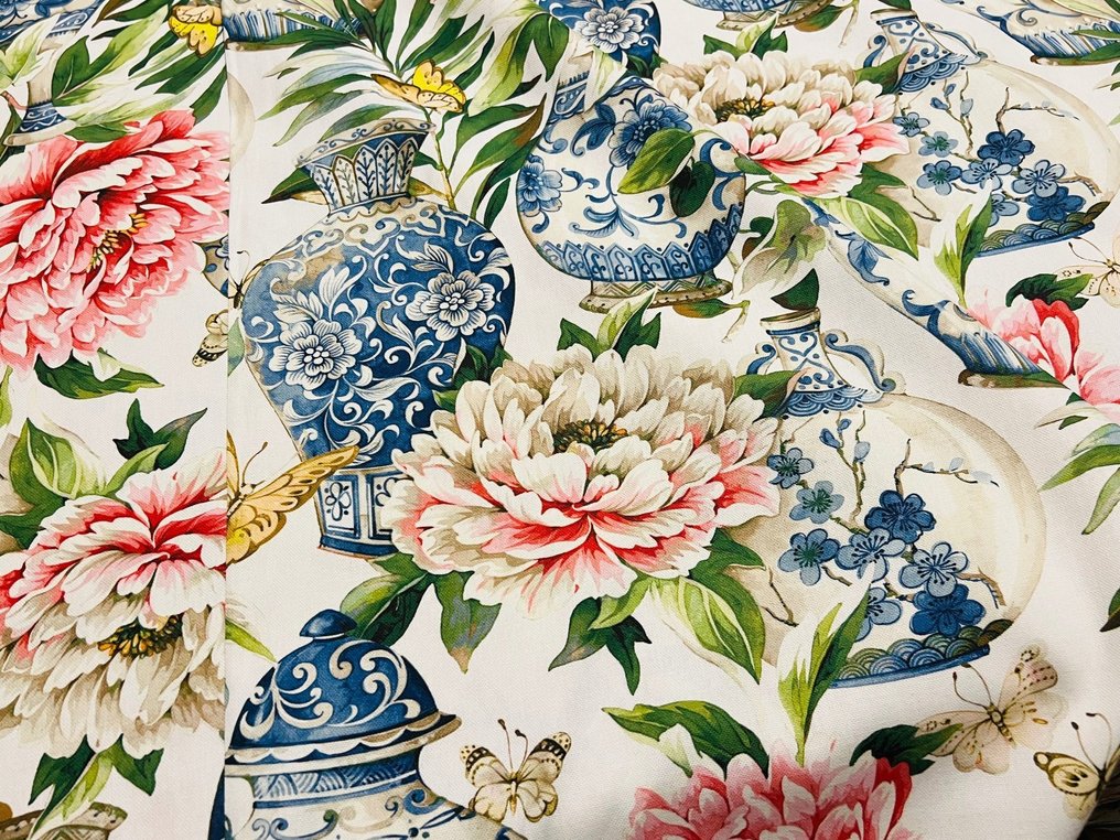 Eleganza Fiorita: Praktfullt bomullstoff med Oeko Tex - Polstringsstoff - 2.5 m - 2.8 m #1.0