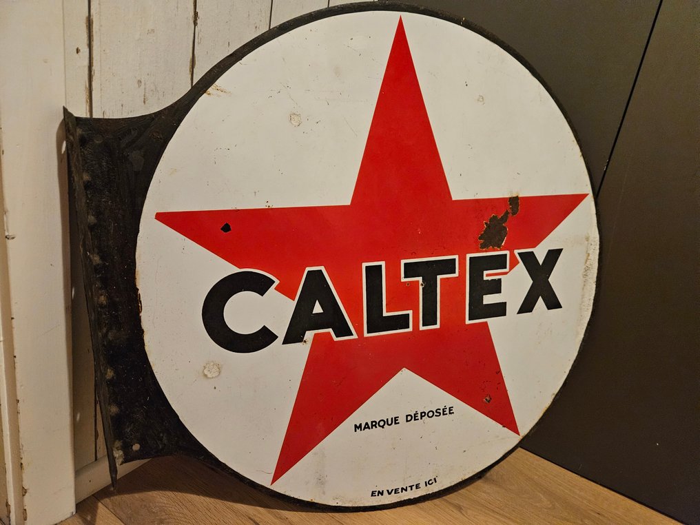 Πολύ σπάνιος, αυθεντικός Caltex Ausleger, 70cm!!!! - Εμαγιέ πινακίδα - Σμάλτο #4.3