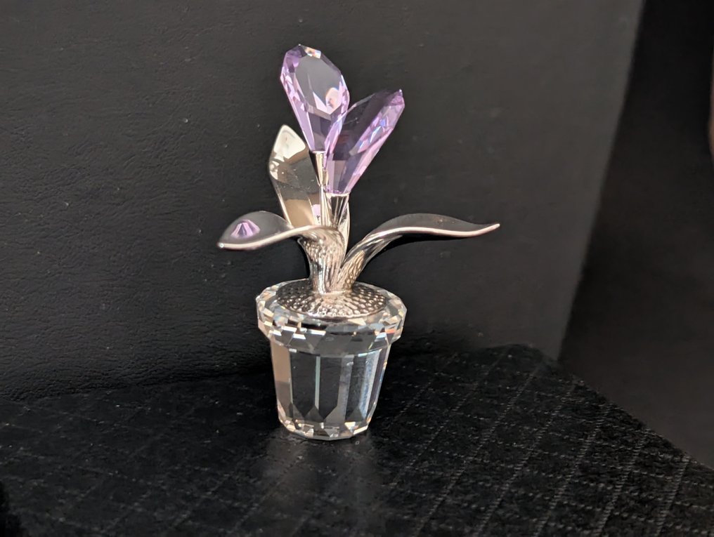 Statue, Swarovski bloem in pot - 5 cm - Crystal #2.1