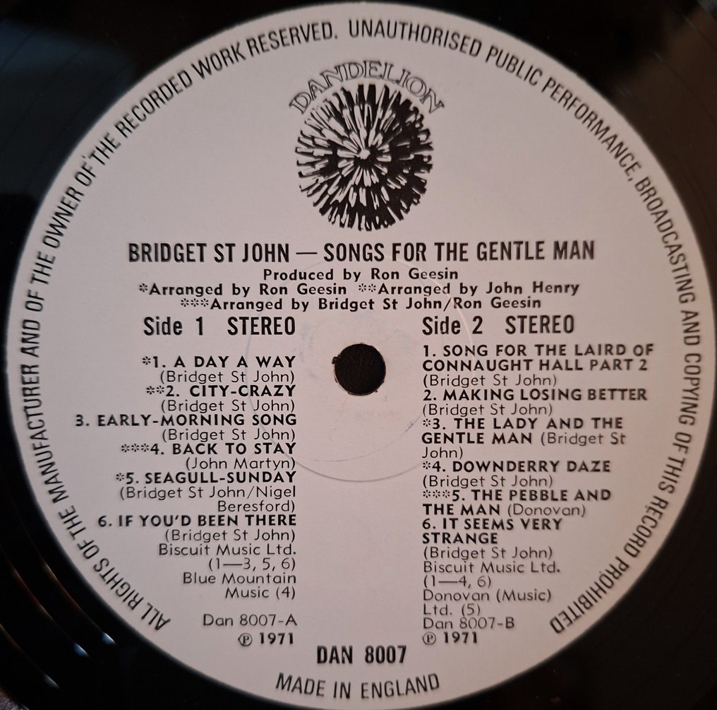 Bridget St John - Songs for the Gentle Man - LP - 1st Pressing - 1971 #3.2