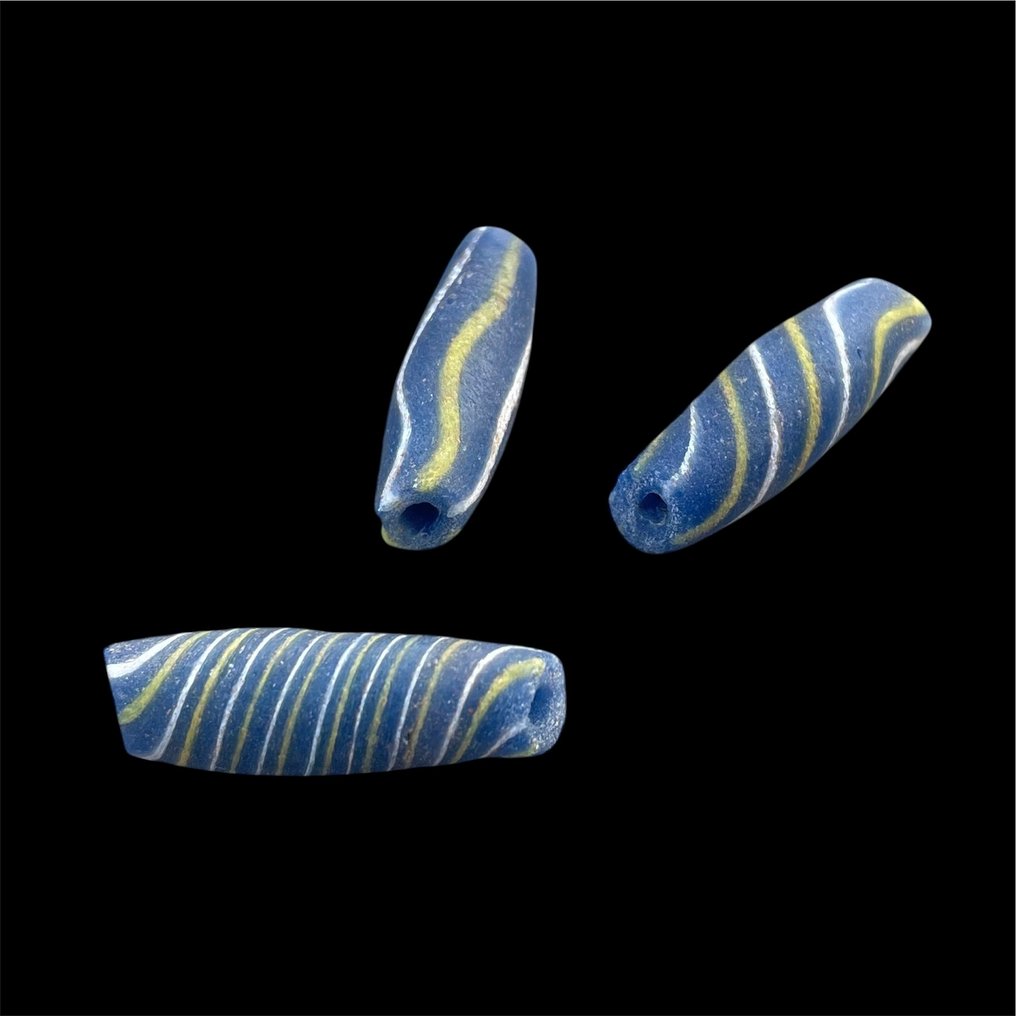 珠子 (3) - 非常罕见的古罗马蓝色管状珠 - 罗马（1世纪至3世纪） #2.1
