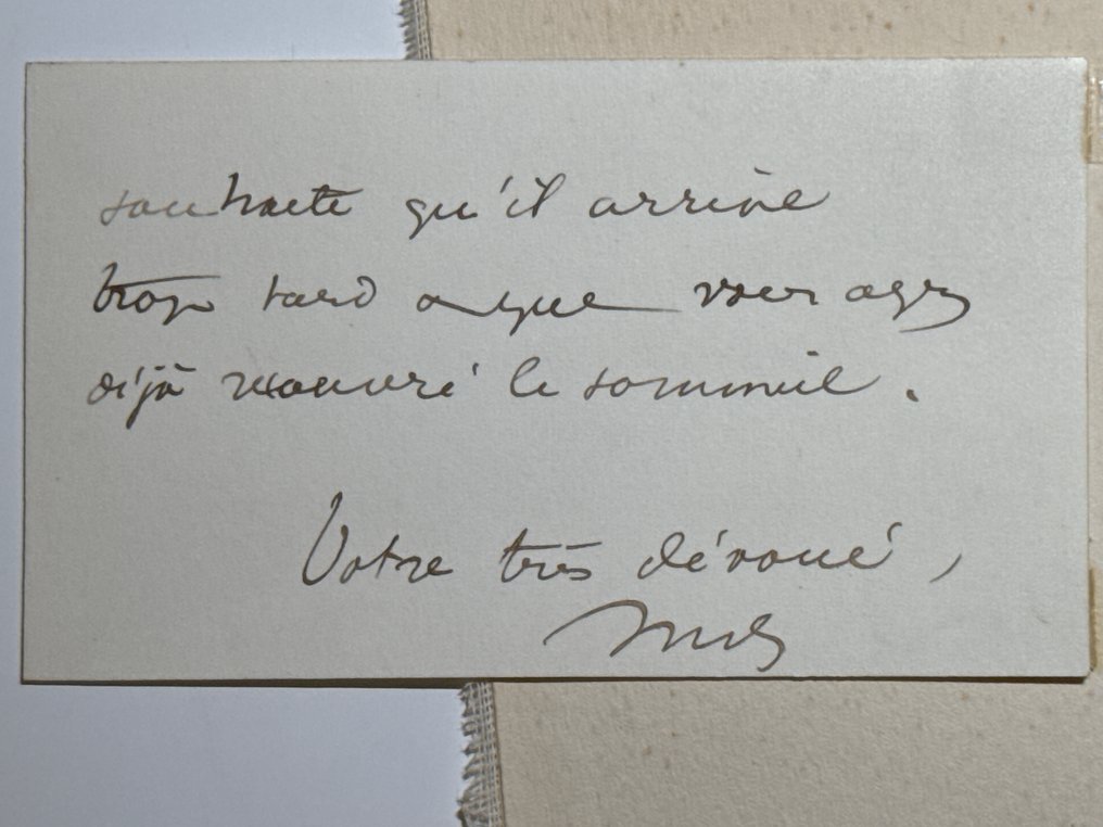 Marcel Prévost (1862–1941) French author, dramatist Ludovic Halévy (1834–1908) French author, - 1 Autograph signed letter and one card de visit from an old collection - 1890 #3.2