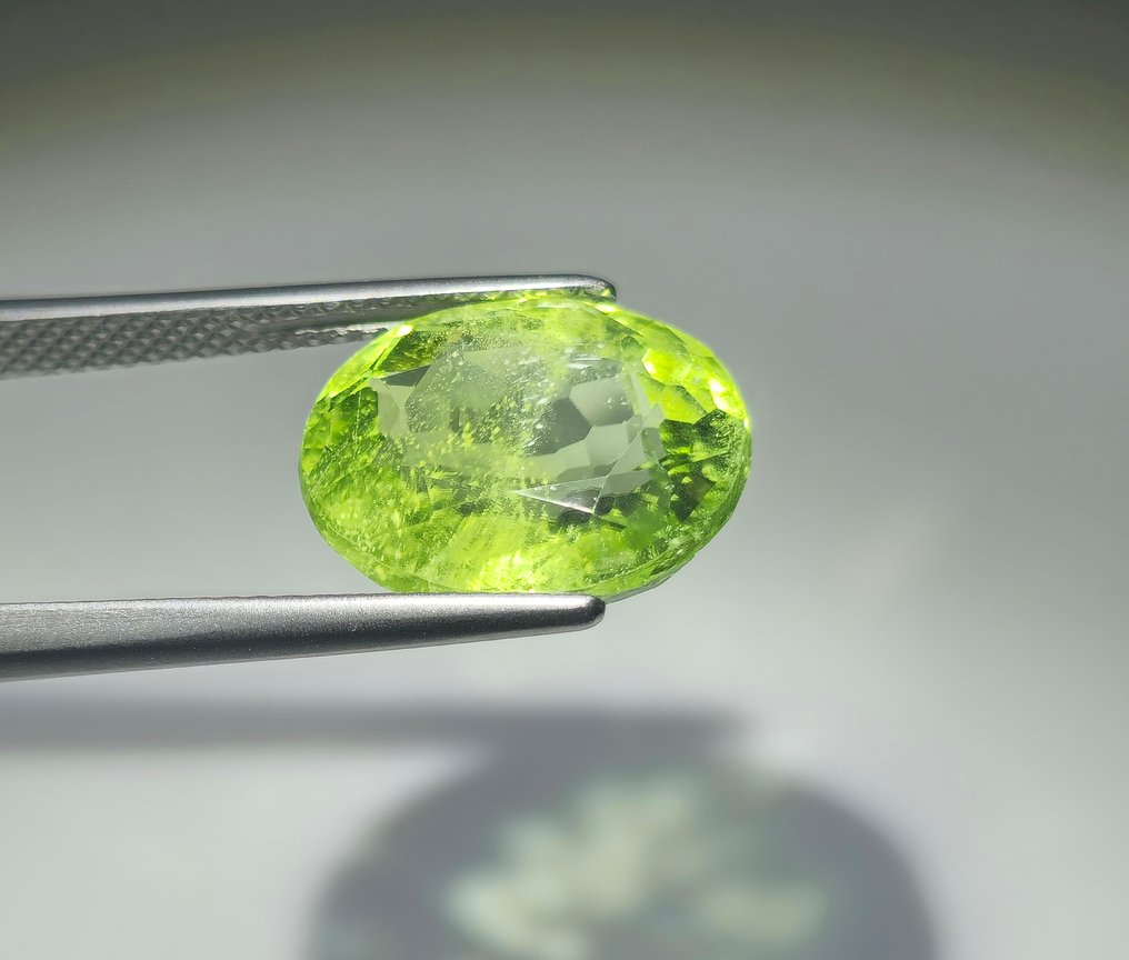 Nincs minimálár - 1 pcs  Sárga, Zöld Peridot  - 6.90 ct - Nemzetközi Gemmológiai Intézet (IGI) #2.1