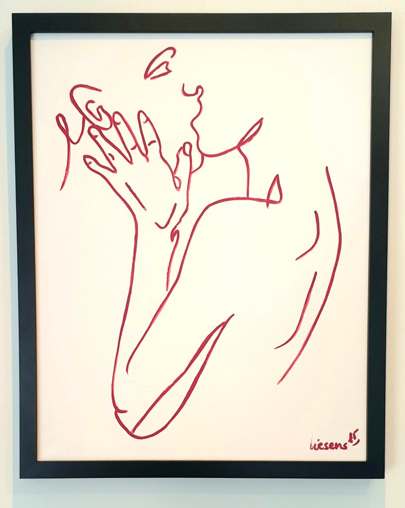 Liesens - Saved by a kiss ( acrylic on canvas met lijst) #1.0