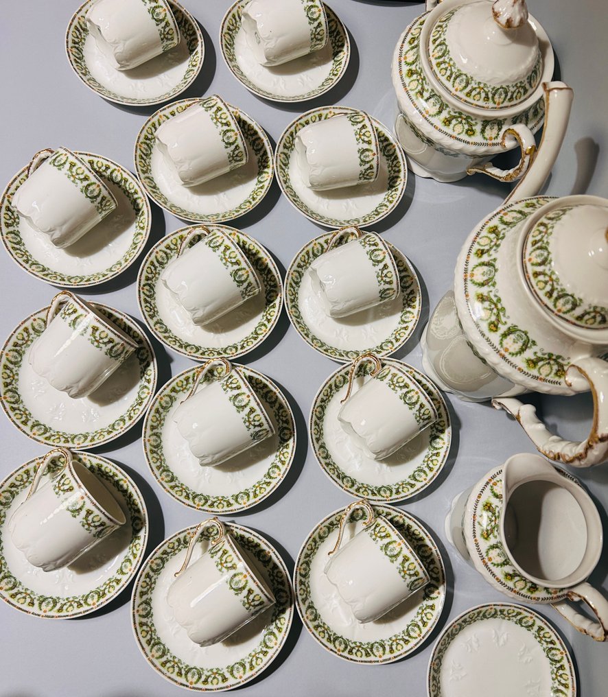 Limoges - M de M ( Mandavy de Mavaleix) - Coffee set (32) - Art Nouveau - Fine Porcelain, 24K Gold #2.1