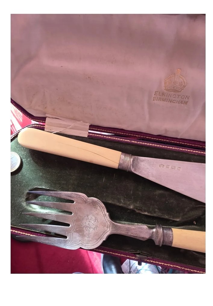 Elkington & Co. Birmingham - 魚餐具套裝 (2) - .925 銀 - 鱼用餐具套装 #2.1
