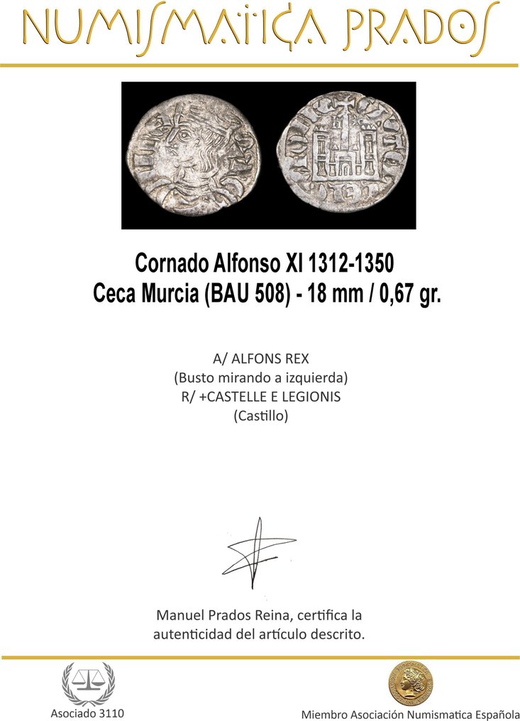 . Royaume de Castille-et-León Sancho IV (1284-1285). Cornado Ceca Murcia (BAU 508) (Sans Prix de Réserve) #1.0