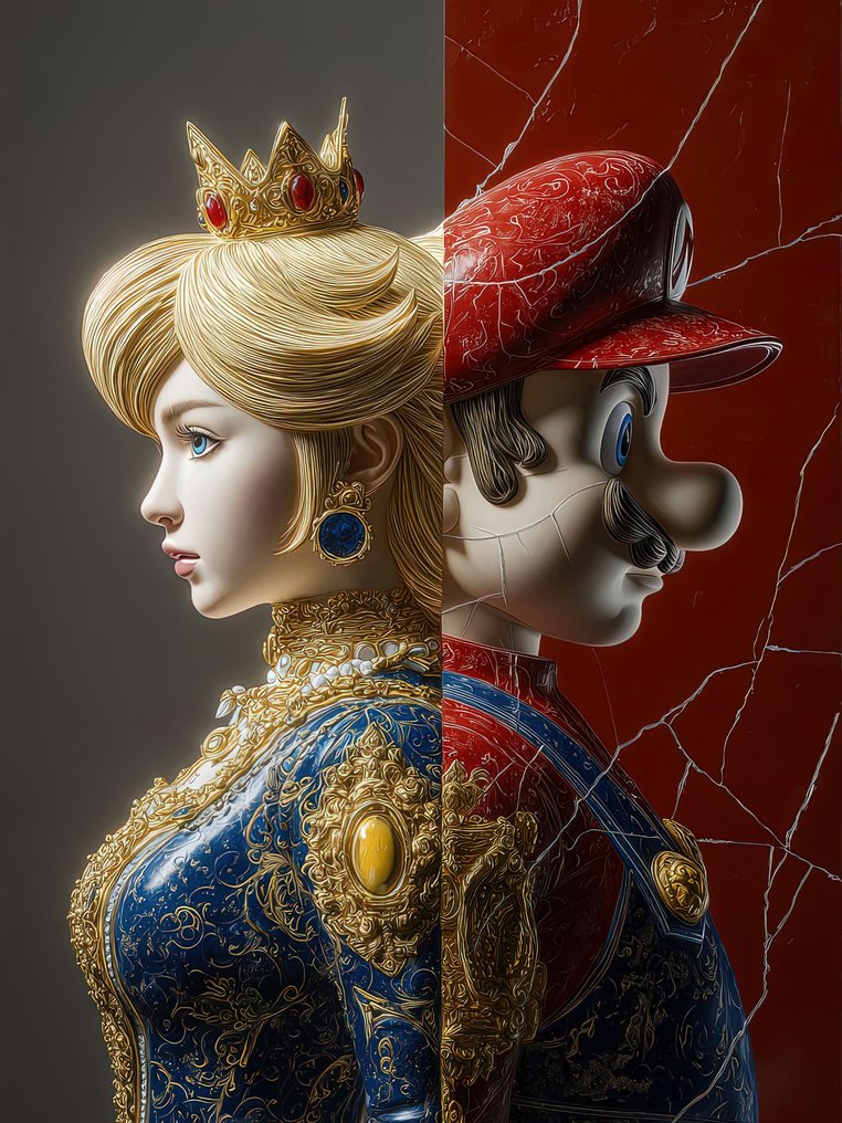 yamila - Peach y Mario en la Fractura del Icono, Serie Kintsugi #1.0