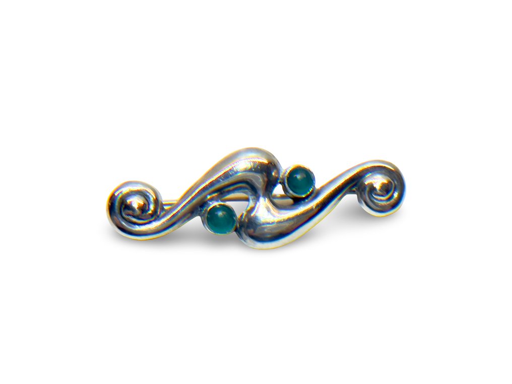 Calcedonie - Argint, 830S - Broșă - Broșă de ac Skønvirke #1.0