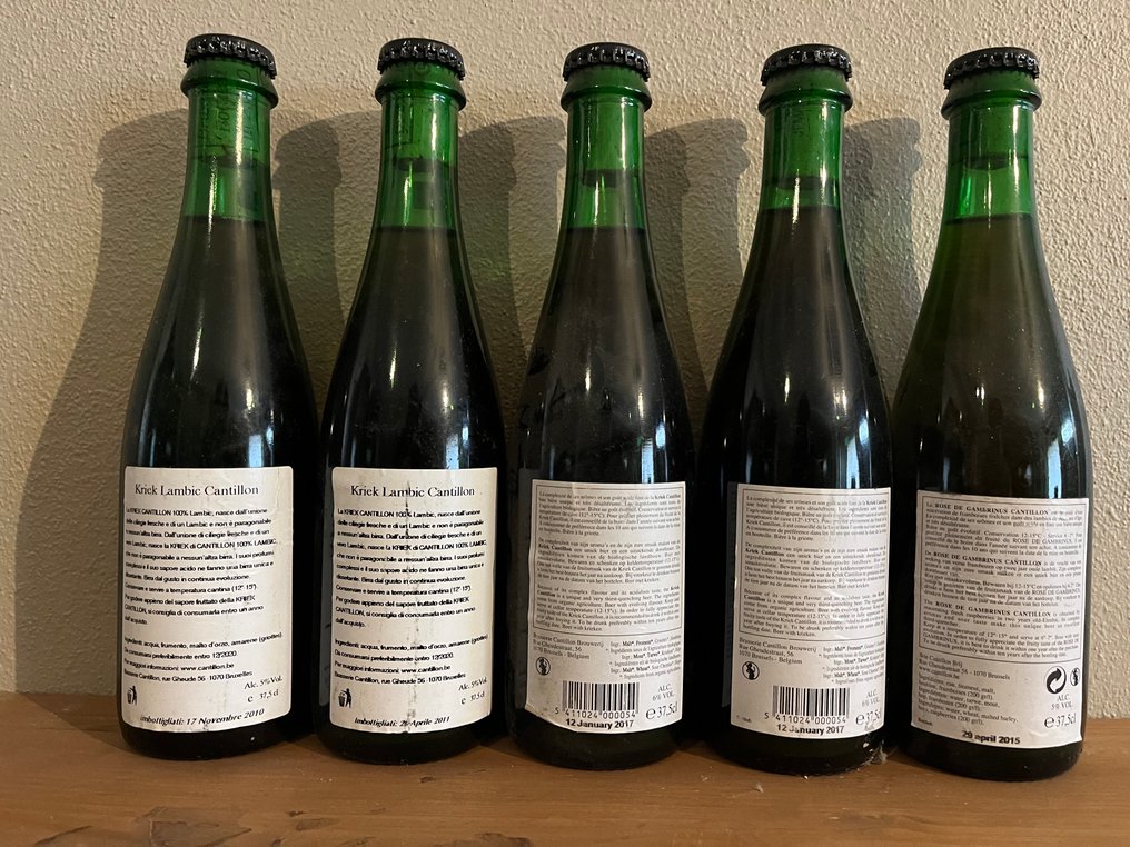 Cantillon - Kriek 2007, 2011, 2017 & Rosè de Gambrinus 2015 - 37.5cl -  5 bottles  #4.3