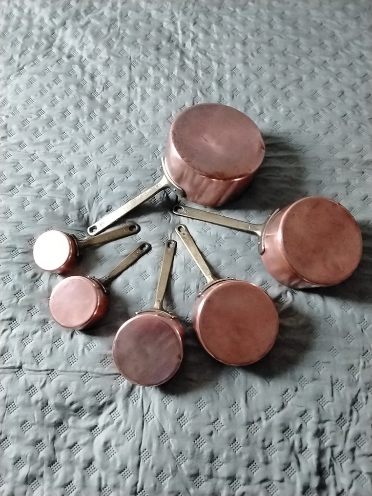 Casseruola (6) - Rame, Metallo - Set di pentole in acciaio in rame. #1.0
