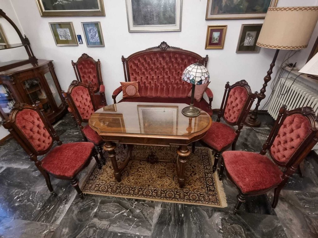 anonimo - Ülőhely csoport (8) - Fa, Textil #1.0