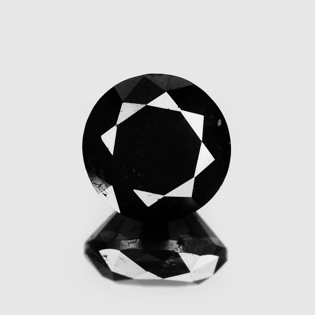 No Reserve Price - 1 pcs Diamond  (Colour-treated)  - 1.48 ct - Round - Fancy Black - Not specified in lab report - Antwerp Laboratory for Gemstone Testing (ALGT) #1.0