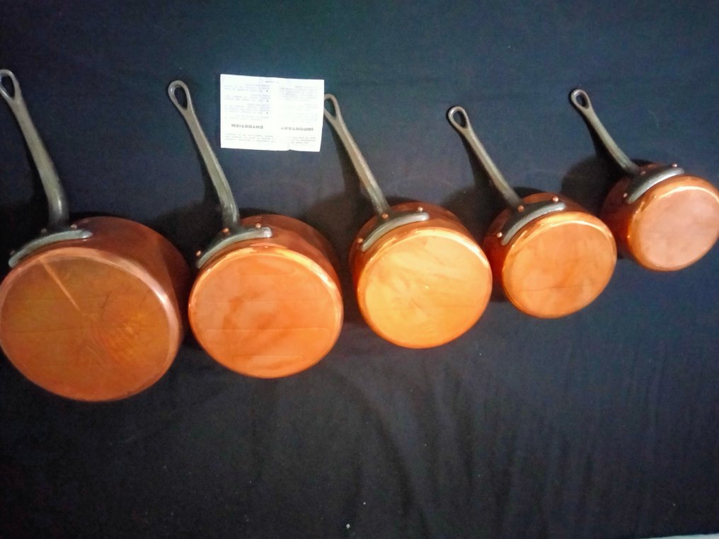 Villedieu - Kastrullset (5) - Villedieu - Koppar, Plåt - Casseroles Villedieu #1.0