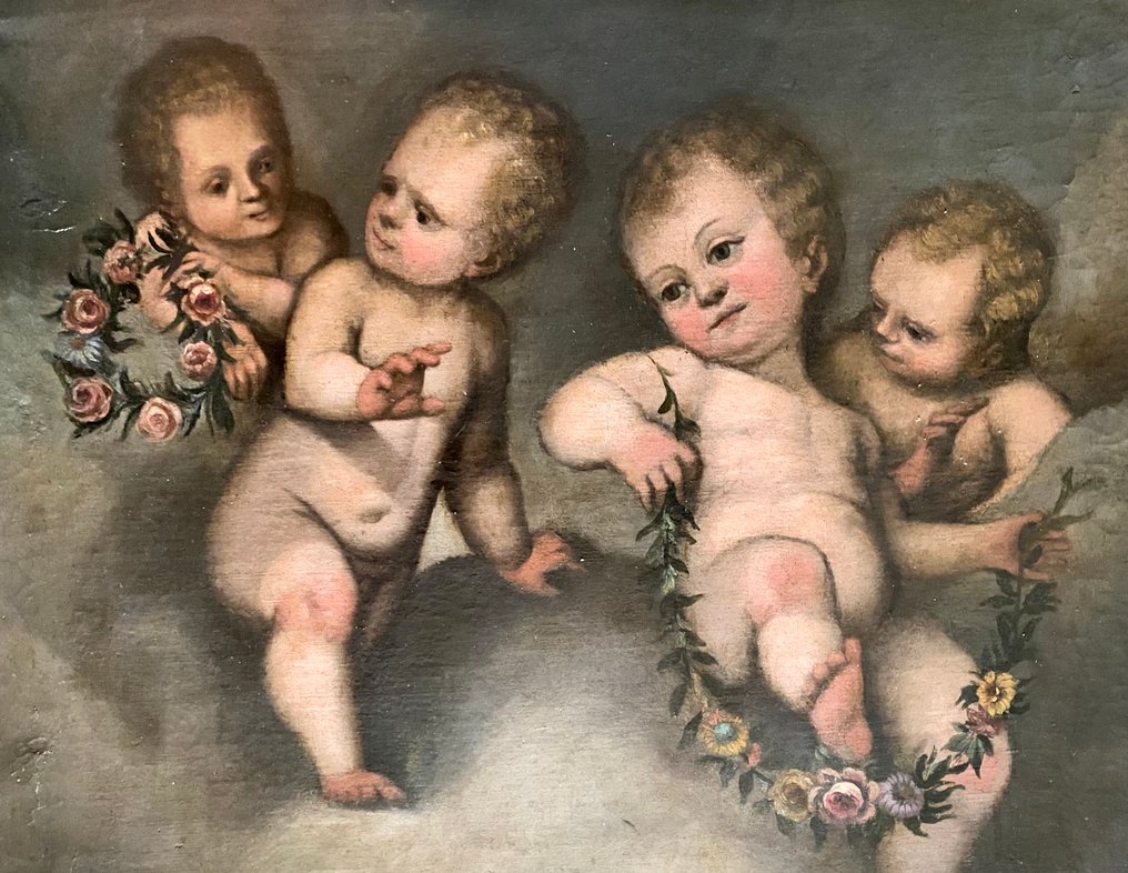 Massimo Stanzione (1585-1656), Seguace di - Putti con ghirlande di fiori #4.3