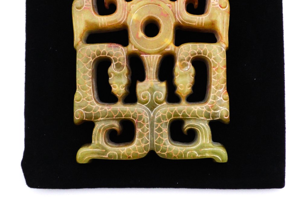 Duble Draak en Slangen Nefriet Amulet antic norocos - Obiect de colecție - Amuletă #2.1