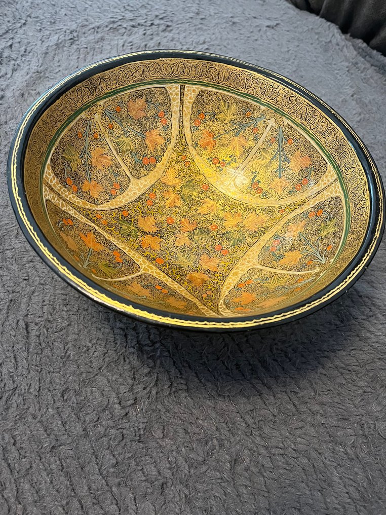 克什米尔精美装饰的碗 - 木, 手工制作的, 漆 - 印度 - 20世纪 #2.1