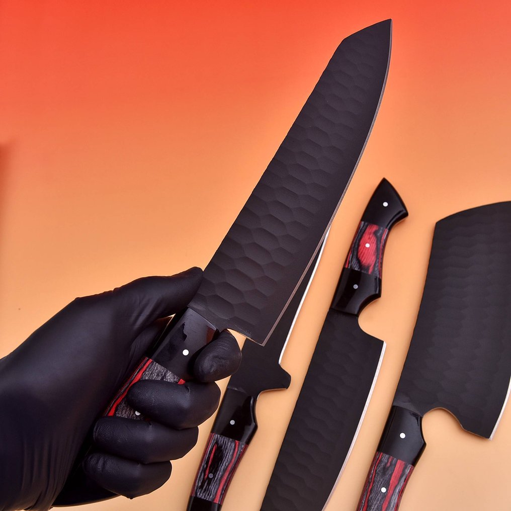 廚刀 - Pakka木材和树脂D2钢与粉末代码 - 日本 - 特色厨师刀 #3.2