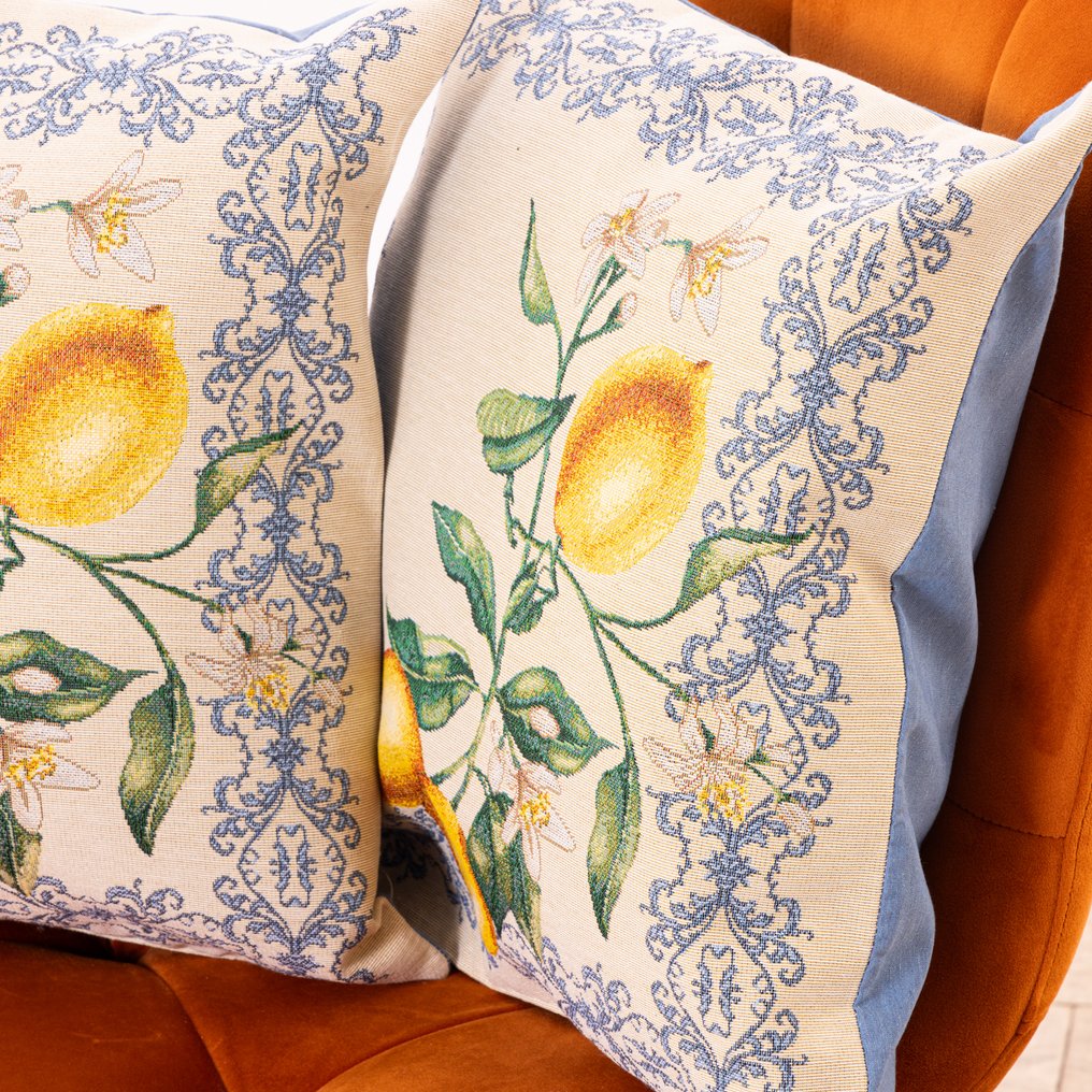 地中海风格哥布林靠垫套装——柠檬和装饰图案刺绣 - 垫子 (2) #3.2