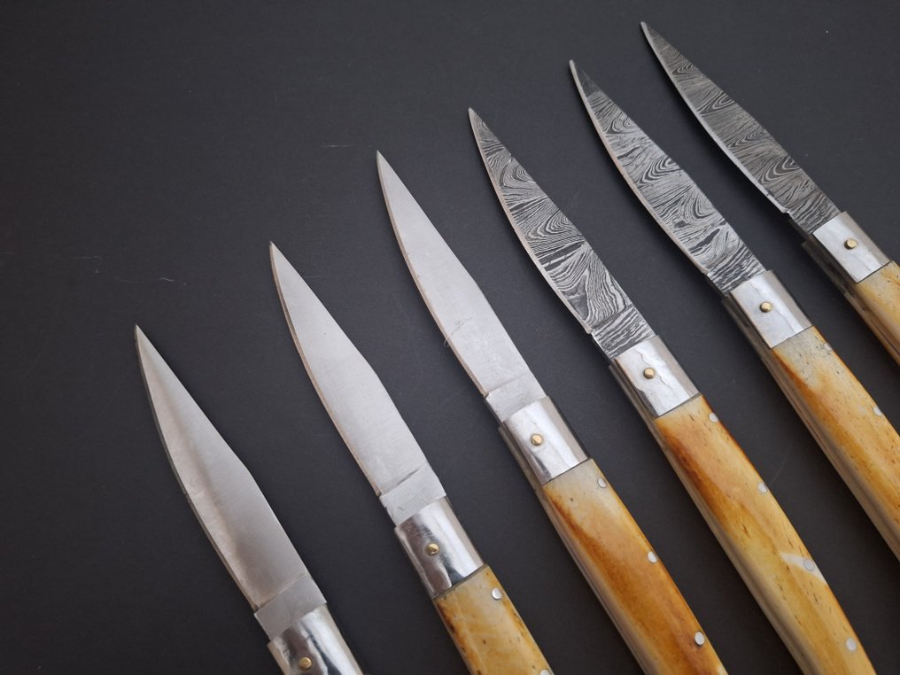 K.Roman K.Romain - Kitchen knife - Kitchen knife set -  La Coutellerie De Romain Laguiole Bougna Kitchen Knives Prestigious Presented in Box - Steel, Bone, Wood - France #1.0