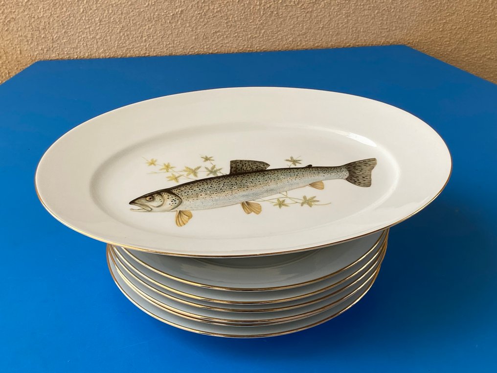Richard Ginori - 6人用餐具套装 (7) - 鱼类服务 - 瓷 - 稀有，淡水鱼 #2.1