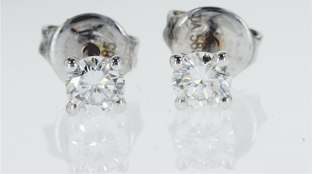 Oorbellen - 14 karaat Witgoud -  0.45ct. tw. Diamant (Natuurlijk) - E00012 #1.0