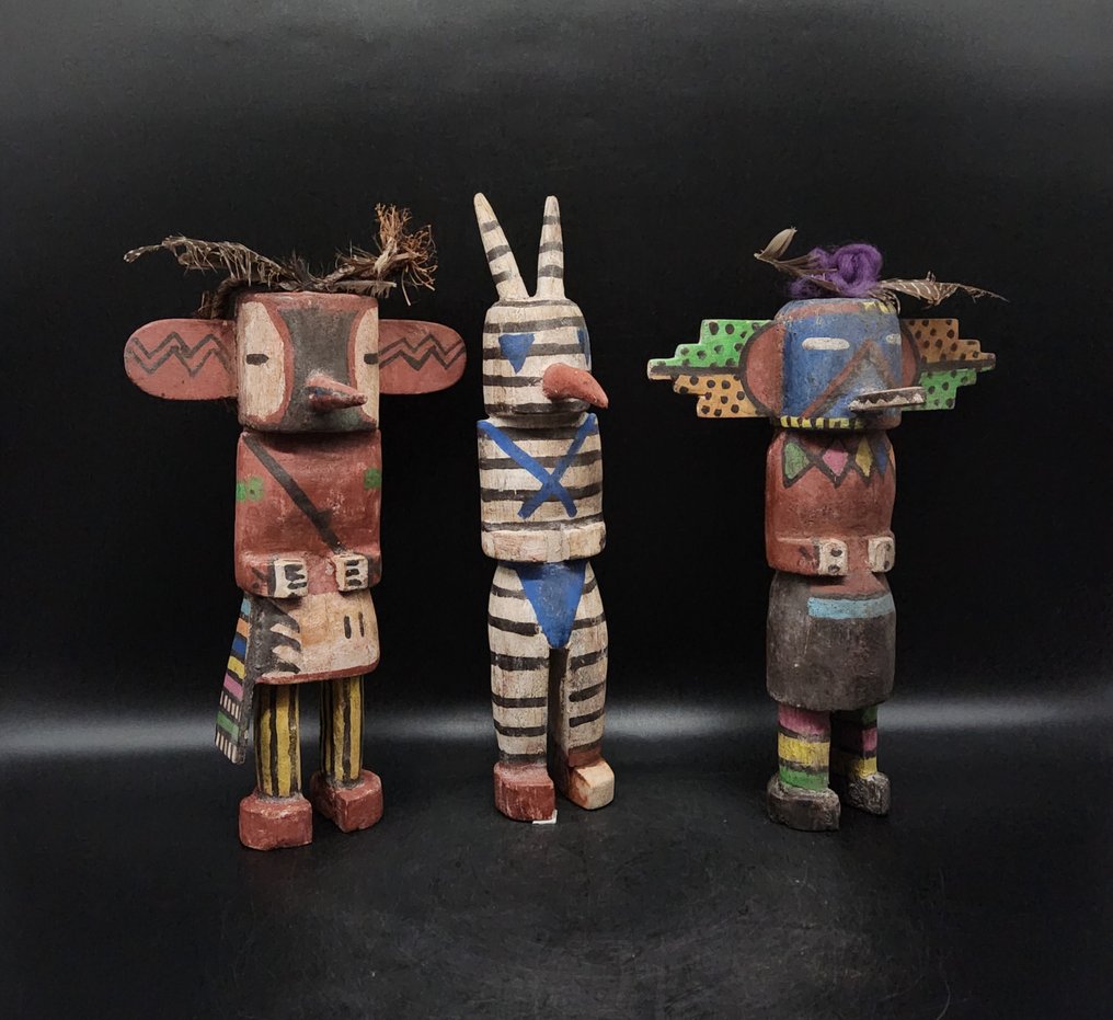 3 Poupées dans le style Kachina / Hopi - Sculpture  (No Reserve Price) #3.2