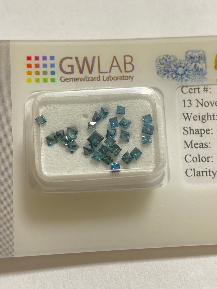 Sans prix de réserve - 27 pcs Diamant  (Traitement de couleur)  - 0.99 ct - Carré - VS1, I1 - Gemewizard Gemological Laboratory (GWLab) #1.0