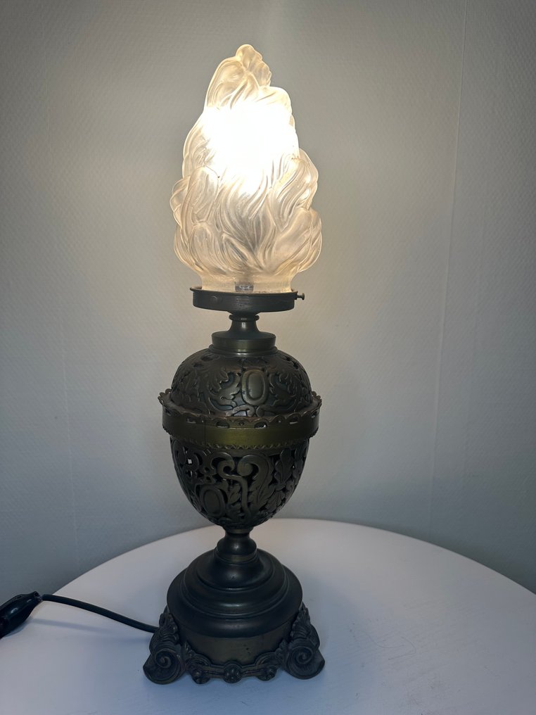 Επιτραπέζιο φωτιστικό - Μπρούντζος, Γυαλί, Ορείχαλκος - Εξαιρετικό & Σπάνιο #2.1