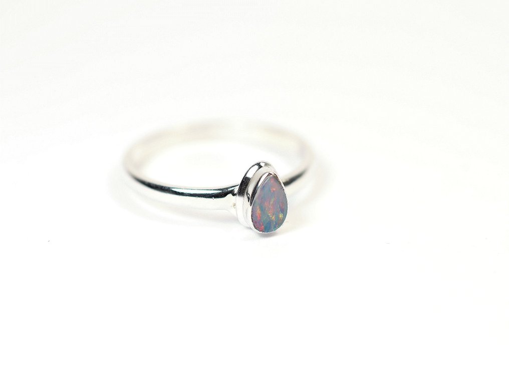 澳大利亚蛋白石 戒指 / 凸面宝石 / 新- 2.02 g - (1) #1.0