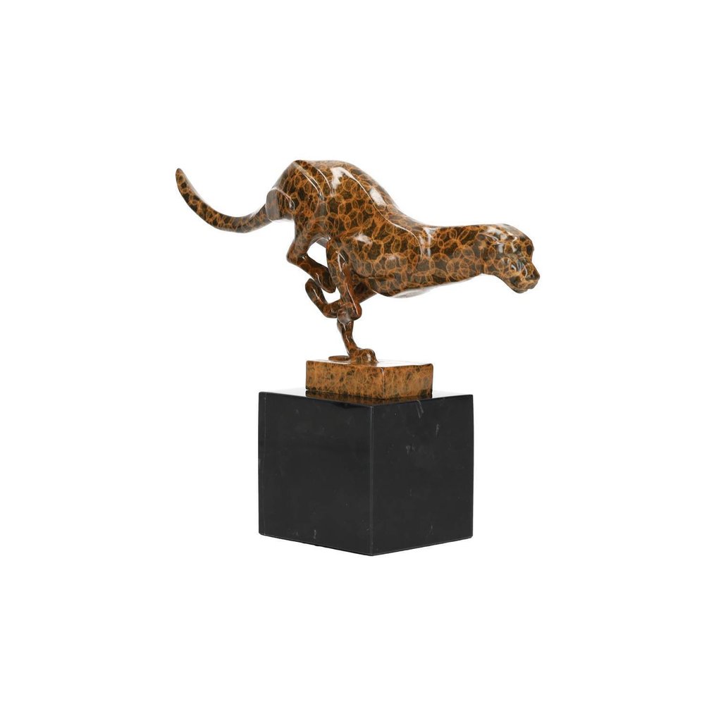Szobrocska - Running leopard - Bronz, Márvány #1.0