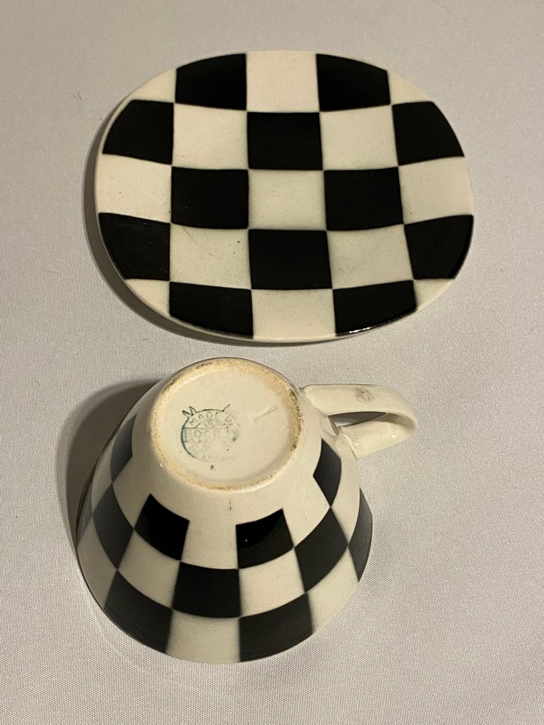 Boch Frères Keramis - Kaffe servise (11) - Damier Schachbrettmuster - Keramikk #1.0
