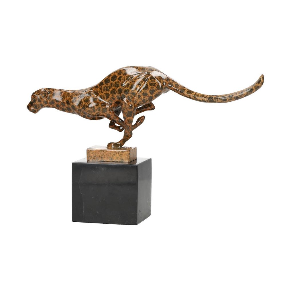 Szobrocska - Running leopard - Bronz, Márvány #4.3