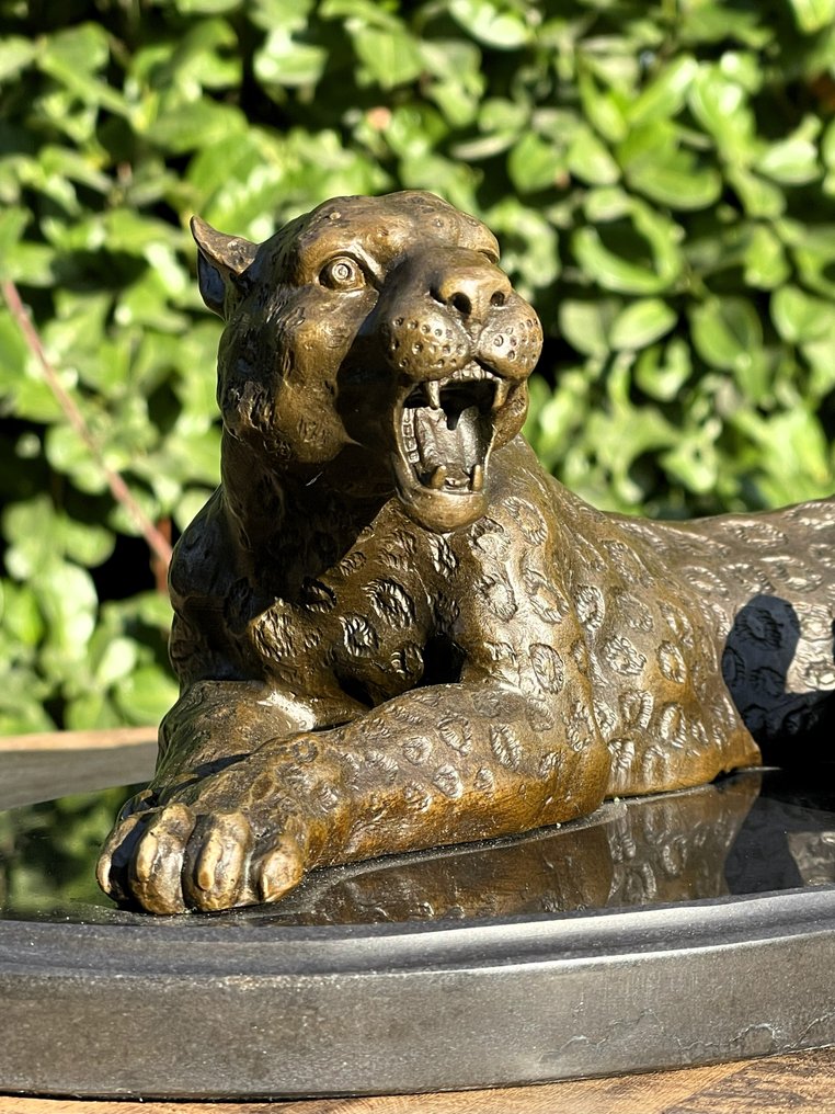 雕塑, Luipaard - Panter - 11.5 cm - 铜绿青铜 #3.2