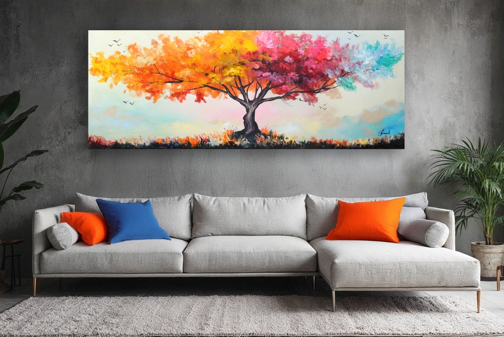 Monika Spiewak - Tree - XXL - Oil Painting Stretched On The Frame - Ready To Hang - 1/1 Unique Piece #1.0