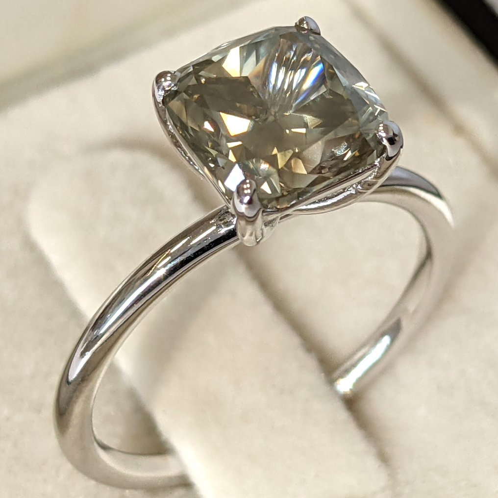 χωρίς τιμή ασφαλείας - Δαχτυλίδι - 14 καράτια Λευκός χρυσός - 3.21ct. tw. Διαμάντι (Φυσικού χρώματος) - ΙΓΙ #1.0