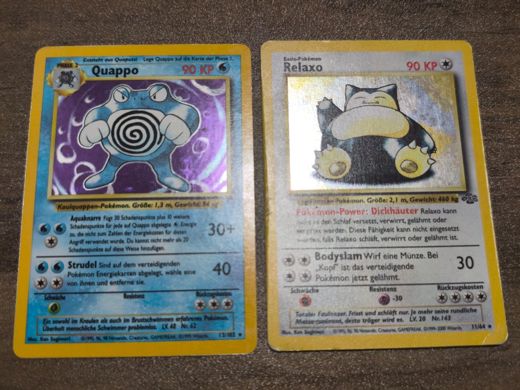 Pokémon - 2 Card - Quappo, Relaxo 11/64 , 13/102 壓膜 - WOTC #1.0