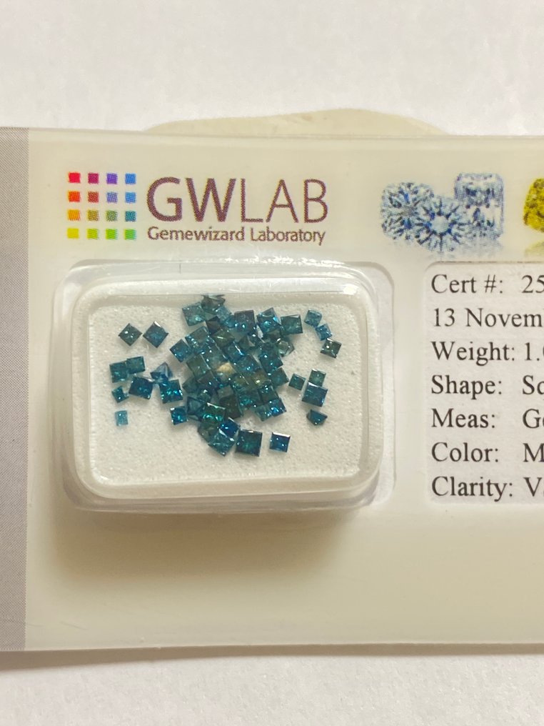 没有保留价 - 58 pcs 钻石 (天然) - 1.05 ct - 方形 - VS1 轻微内含一级, I1 内含一级 - Gemewizard宝石实验室(GWLab) #1.0