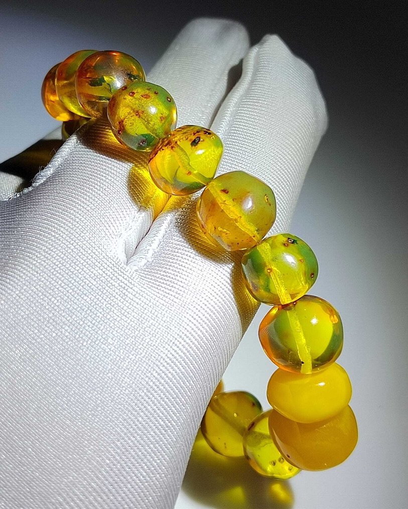 多米尼加琥珀手链-高品质-72.75克拉- 14.55 g #2.1